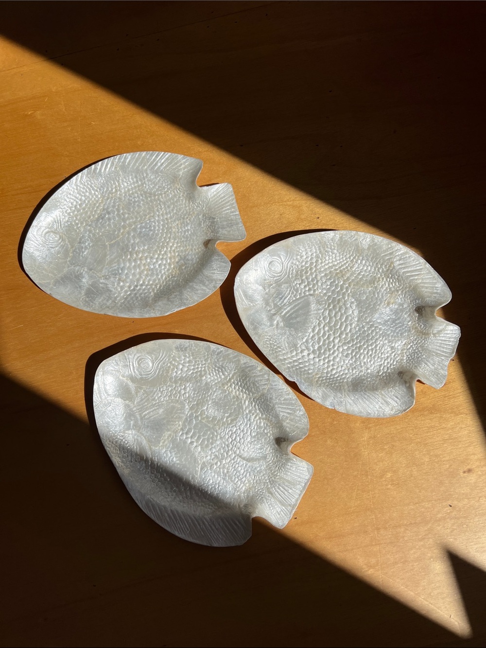 Set of 3 Capiz Shell Fish Plates